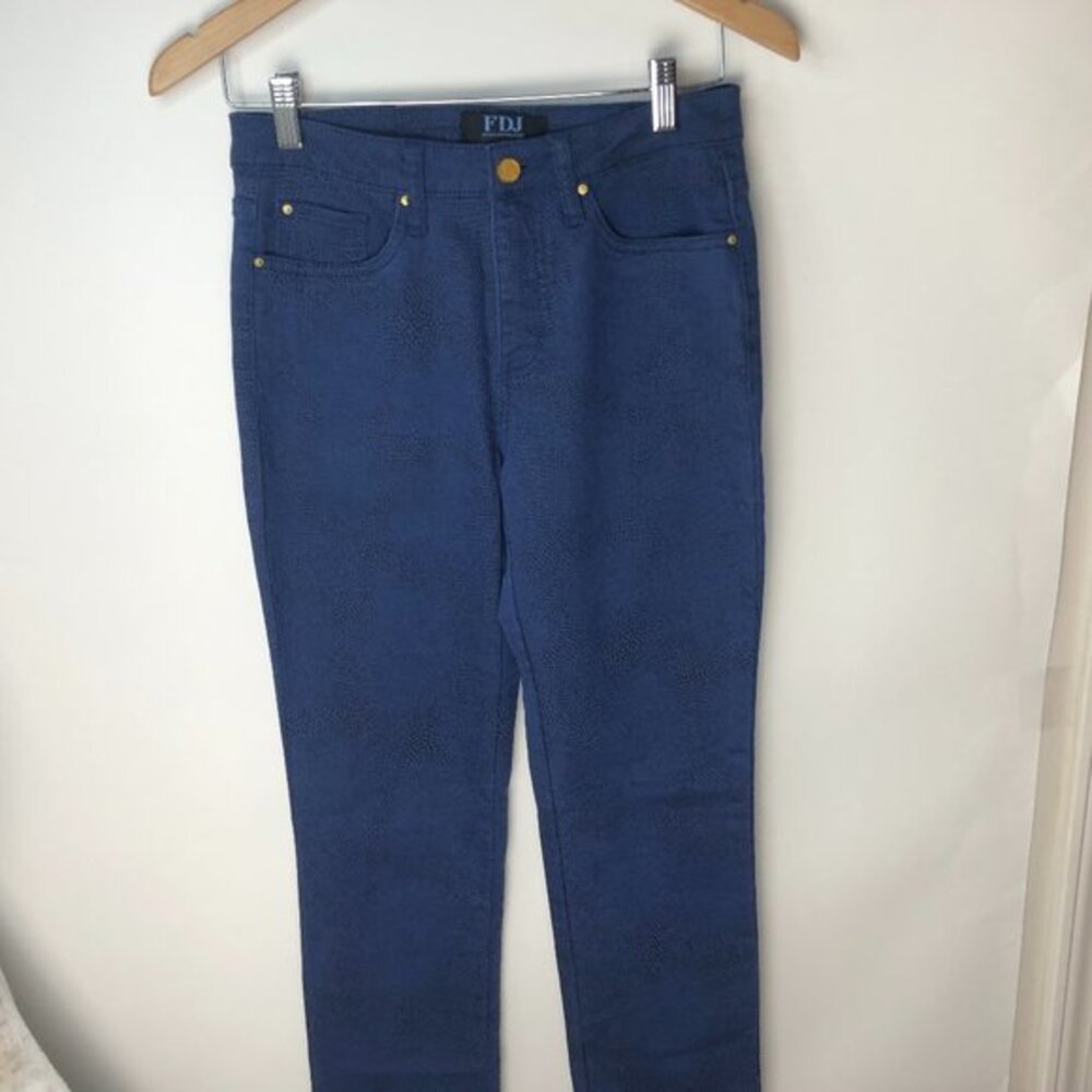 FDJ French Dressing Blue Jeans Blue Black Animal Print‎ Size 2